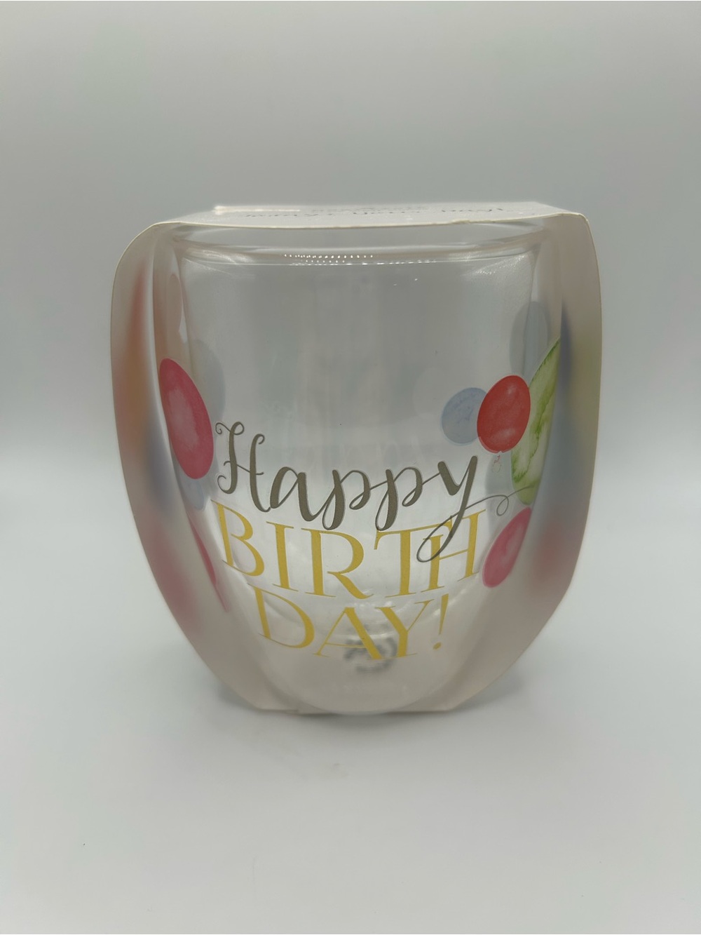🆕 “Happy Birthday” 🎈 12oz wine glass *slight tear in paper wrapper*